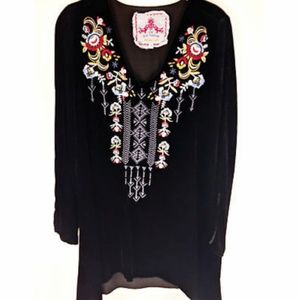 Johnny Was JW Los Angeles Womens Tunic Embroidered